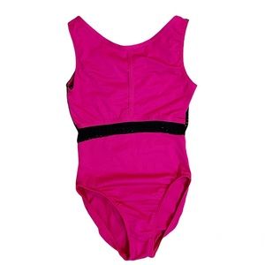 MotionWear Mesh Back Leotard in Pink & Black